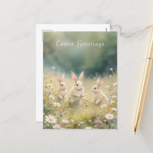 Cartes Pour Fêtes Annuelles Lapin printanier de la prairie de Pâques