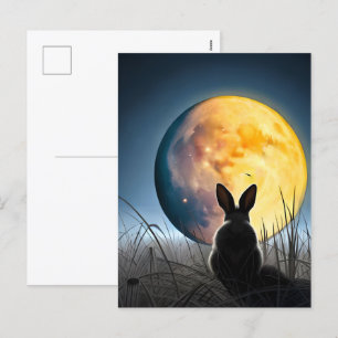 Cartes Pour Fêtes Annuelles Lapin sous la lune