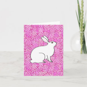 Cartes Pour Fêtes Annuelles Lapin sur un lit de fleurs de printemps