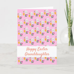 Cartes Pour Fêtes Annuelles Lapins, Carottes et Tulipes Violettes Motif