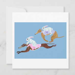 Cartes Pour Fêtes Annuelles Lapins chevauchant des Greyhounds