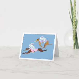 Cartes Pour Fêtes Annuelles Lapins chevauchant des Lévriers