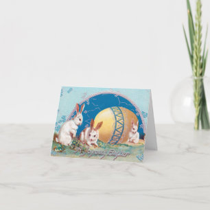 Cartes Pour Fêtes Annuelles Lapins de lapin vintages avec oeufs de Pâques