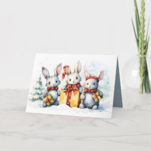 Cartes Pour Fêtes Annuelles Lapins De Noël Avec Cadeaux