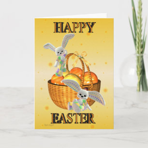 Cartes Pour Fêtes Annuelles Lapins de Pâques heureux
