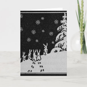 Cartes Pour Fêtes Annuelles Lapins et illustration d'hiver d'arbre de Noël