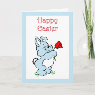 CARTES POUR FÊTES ANNUELLES LAPINS HEUREUX DE PÂQUES BLEUS