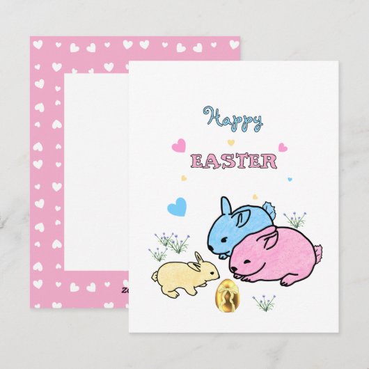Cartes Pour Fêtes Annuelles Lapins mignons  (Devant / Derrière)