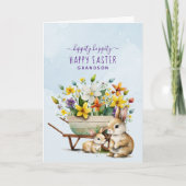 Cartes Pour Fêtes Annuelles Lapins mignons personnalisés petit-fils Pâques (Devant)