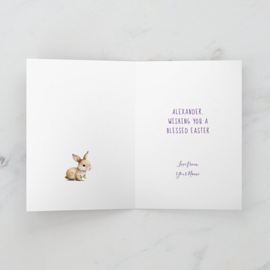 Cartes Pour Fêtes Annuelles Lapins mignons personnalisés petit-fils Pâques (Intérieur)