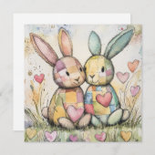 Cartes Pour Fêtes Annuelles Lapins Patchwork Saint-Valentin (Devant / Derrière)