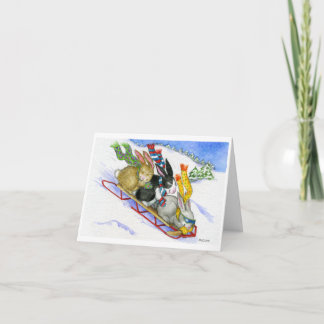 Cartes Pour Fêtes Annuelles Lapins Sledding