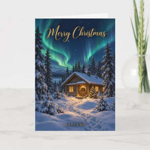 Cartes Pour Fêtes Annuelles Laponie Aurores Boréales Joyeux Noël
