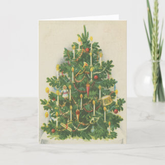 Cartes Pour Fêtes Annuelles L'arbre de Noël victorien vintage mire assez