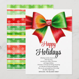 Cartes Pour Fêtes Annuelles Large red, green bow and stripes Christmas 