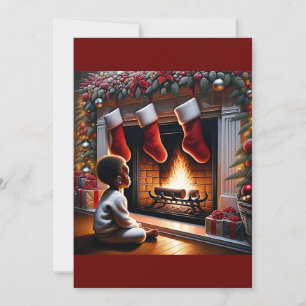 Cartes Pour Fêtes Annuelles L'arrivée du Père Noël : émerveillement du tout-pe