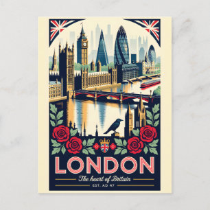 Cartes Pour Fêtes Annuelles L'art de l'affiche de voyage rétro Londres Anglete