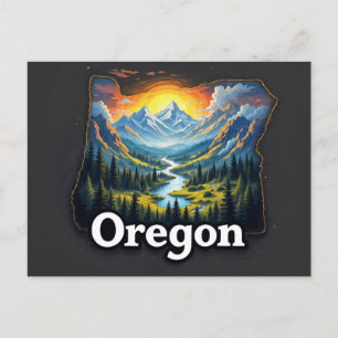 Cartes Pour Fêtes Annuelles L'art paysager de l'Oregon Montaï illustré