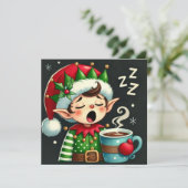 Cartes Pour Fêtes Annuelles L'Assistant Somnolent du Père Noël (Debout devant)