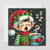 Cartes Pour Fêtes Annuelles L'Assistant Somnolent du Père Noël (Devant)