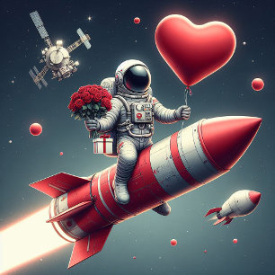 Cartes Pour Fêtes Annuelles L'astronaute moderne Valentine