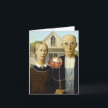 Cartes Pour Fêtes Annuelles Latke américain (Thanksgivukkah)<br><div class="desc">Parfait Thanksgivukkah pour la famille,  les amis,  ou toute personne ayant un sens de l'humour. Le tableau gothique américain classique présente un loquet sur la fourche du fermier et une minuscule menorah dans la fenêtre mansardée.</div>