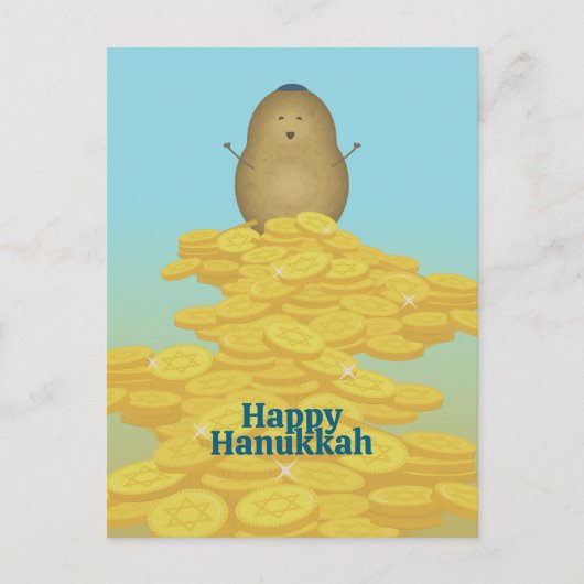 Cartes Pour Fêtes Annuelles Latkes et Gelt Hanoukka Card (Devant)