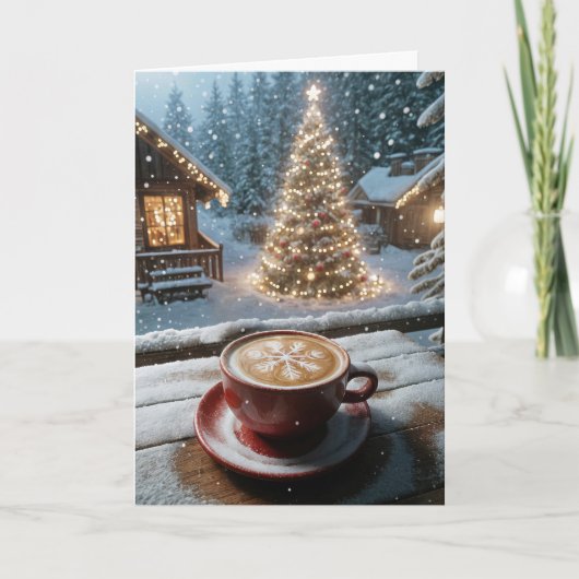 Cartes Pour Fêtes Annuelles Latte De Noël Dans Les Snowflakes (Devant)
