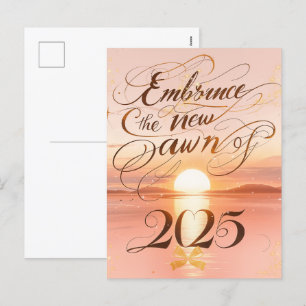 Cartes Pour Fêtes Annuelles L'aube nouvelle : le lever du soleil d'or 2025 Nou