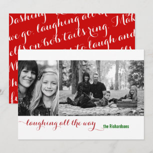 Cartes Pour Fêtes Annuelles Laughing all the Way Red 2 Photo Holiday Card