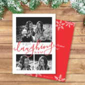 Cartes Pour Fêtes Annuelles Laughing All Way 3-Photo Noël rouge neige