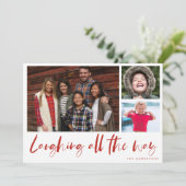 Cartes Pour Fêtes Annuelles Laughing All Way Modern Photo Plaid Card (Debout devant)