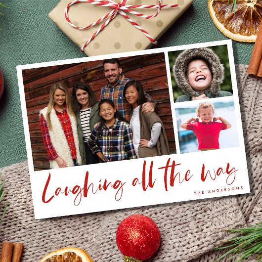 Cartes Pour Fêtes Annuelles Laughing All Way Modern Photo Plaid Card