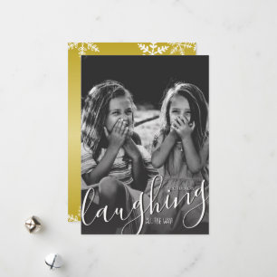 Cartes Pour Fêtes Annuelles Laughing All Way Snowflakes Gold Photo