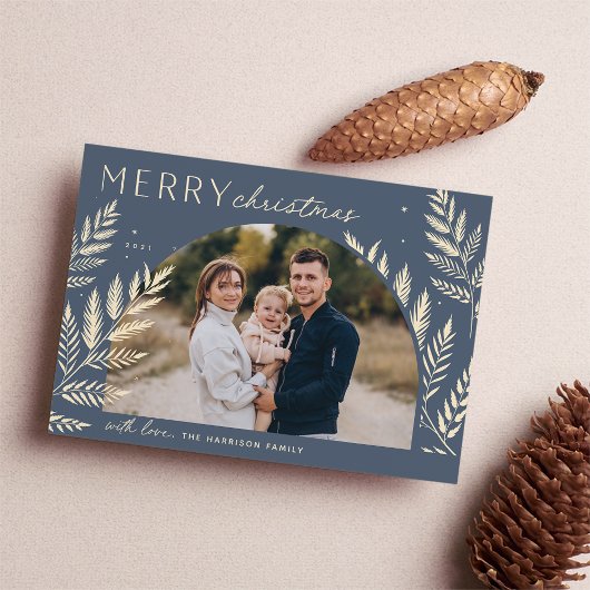 Cartes Pour Fêtes Annuelles Laurel d'hiver | Joyeuse photo de Noël