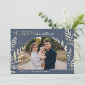 Cartes Pour Fêtes Annuelles Laurel d'hiver | Joyeuse photo de Noël (Debout devant)