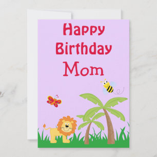 Cartes Pour Fêtes Annuelles Lavande d'anniversaire de maman Safari