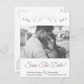 Cartes Pour Fêtes Annuelles Lavande violet et mariage gris Enregistrer la date (Devant / Derrière)