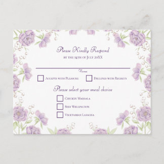 Cartes Pour Fêtes Annuelles Lavender Purple Rose Wedding RSVP
