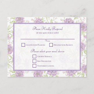 Cartes Pour Fêtes Annuelles Lavender Purple Rose Wedding RSVP