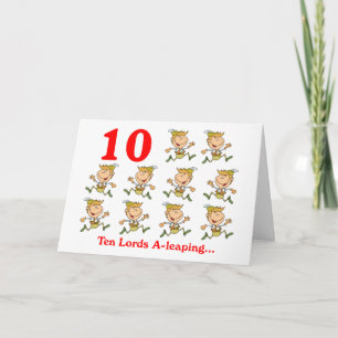 Cartes Pour Fêtes Annuelles Le 10ème jour de Noël, dix seigneurs sautant