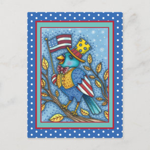 CARTES POUR FÊTES ANNUELLES LE 4 JUILLET, TWEET DE BLUEBIRD, AMERICAN FLAG USA