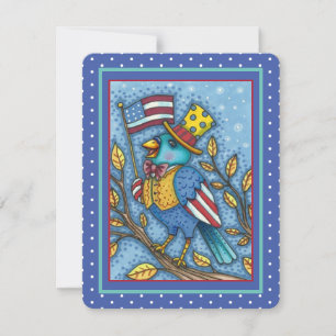 CARTES POUR FÊTES ANNUELLES LE 4 JUILLET, TWEET DE BLUEBIRD, DRAPEAU AMÉRICAIN