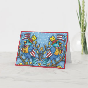 CARTES POUR FÊTES ANNUELLES LE 4 JUILLET, TWEET DE BLUEBIRD, DRAPEAU AMÉRICAIN