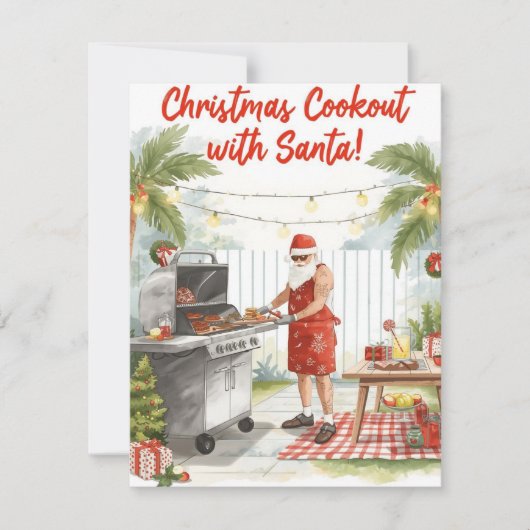 Cartes Pour Fêtes Annuelles Le barbecue de Noël du Père Noël – Aquarelle moder (Devant)