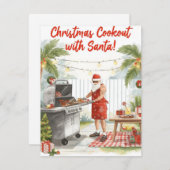 Cartes Pour Fêtes Annuelles Le barbecue de Noël du Père Noël – Aquarelle moder (Devant / Derrière)