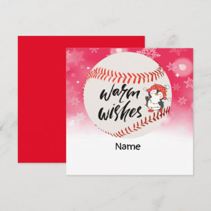Cartes Pour Fêtes Annuelles Le baseball Warm Warm avec le joueur de pingouin a