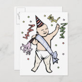 CARTES POUR FÊTES ANNUELLES LE BÉBÉ DE NOUVELLE ANNÉE (Devant / Derrière)