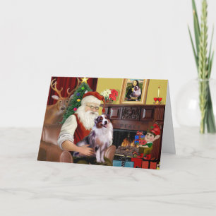 Cartes Pour Fêtes Annuelles Le berger australien de Santa (merle)