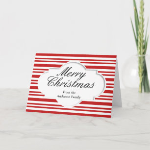 Cartes Pour Fêtes Annuelles Le blanc rouge de Joyeux Noël barre Personlized